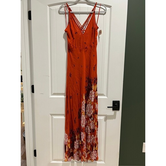 Free People Get To You Floral Maxi Dress In Scarlet S - Picture 4 of 7
